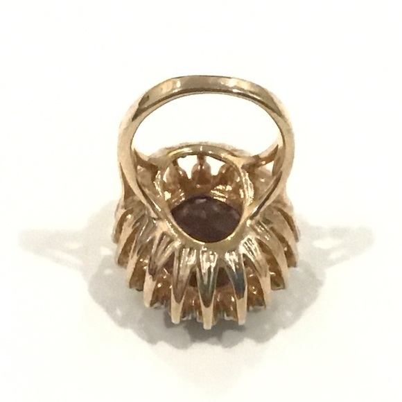 Vintage 18KT Gold Electroplated Purple & Clear Stones Ring Sz 8 MISSING A STONE - Picture 6 of 6